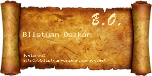 Blistyan Oszkár névjegykártya